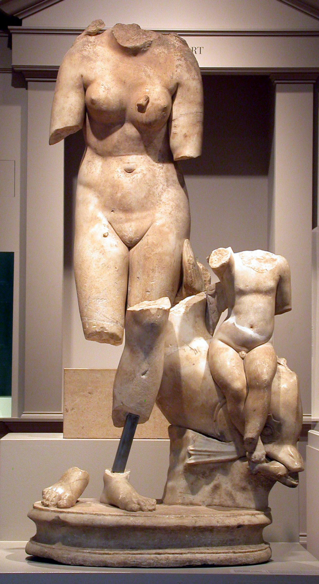 Greco-Roman APHRODITE PUDICA WITH EROS ASTRIDE A DOLPHIN