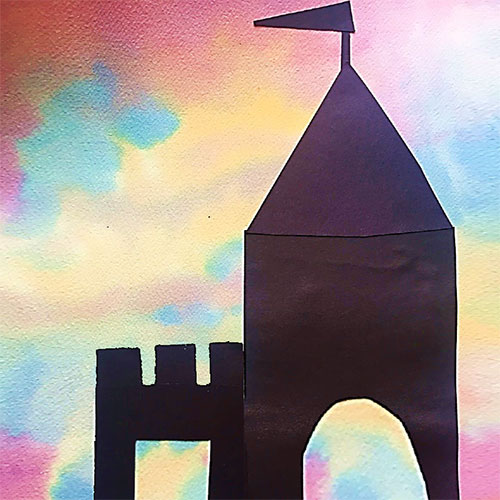 Watercolor Castle Silhouettes