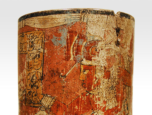 Maya – VESSEL WITH THREE FIGURES AND GLYPHS