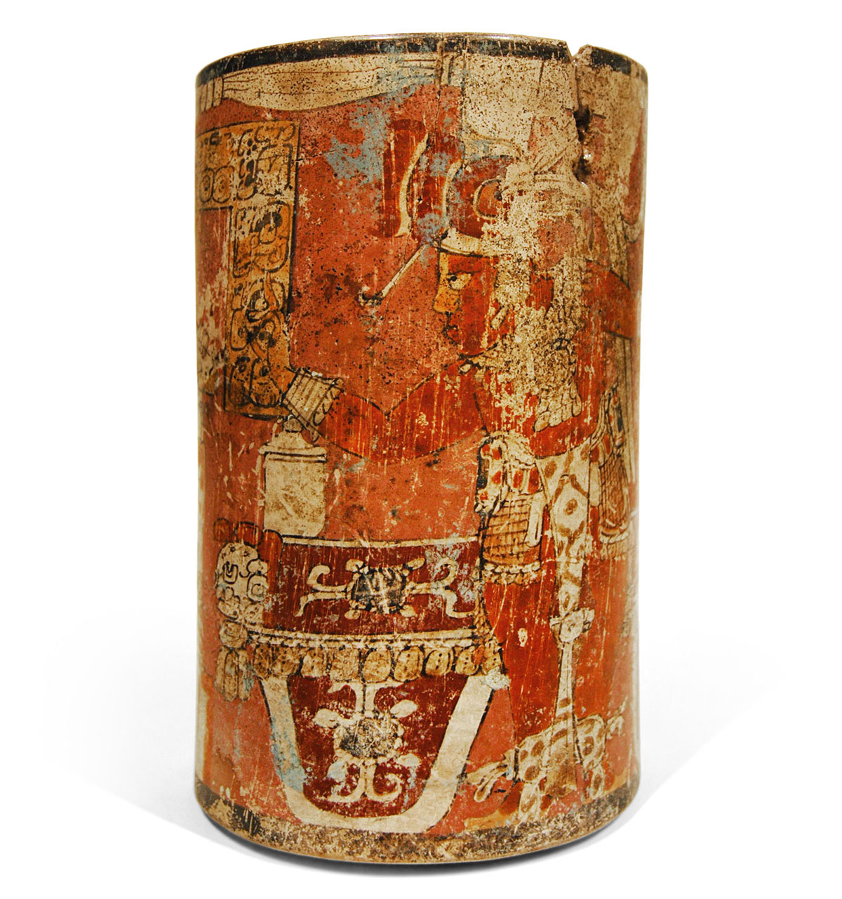 Maya - VESSEL WITH THREE FIGURES AND GLYPHS