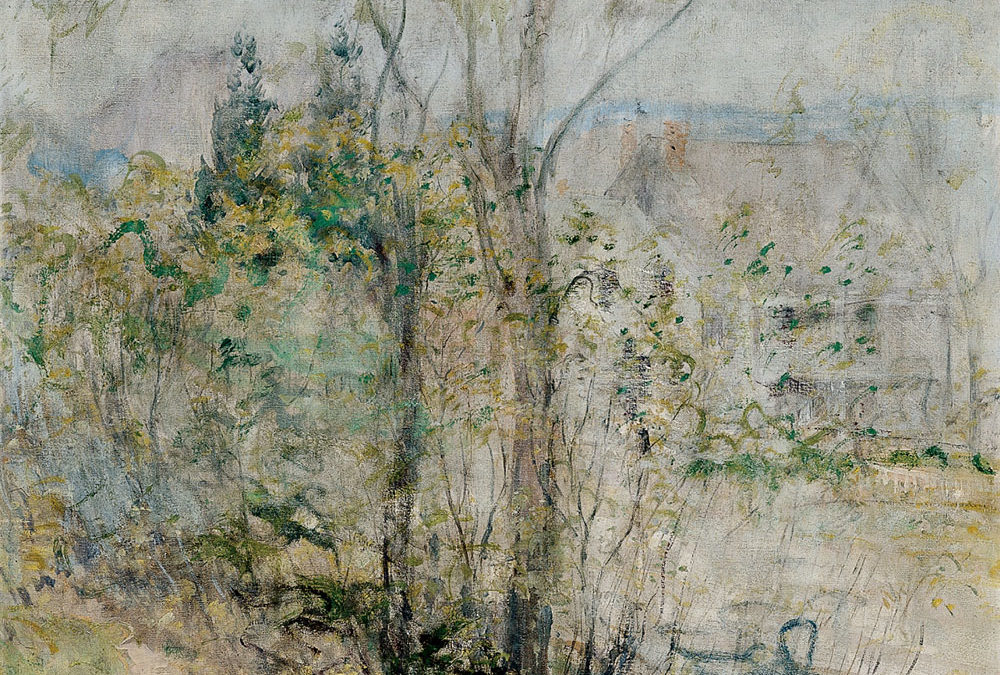 John Henry Twachtman – VIEW OF THE BRUSH HOUSE, COS COB, CONNECTICUT