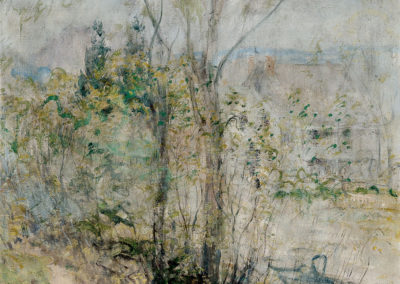 John Henry Twachtman – VIEW OF THE BRUSH HOUSE, COS COB, CONNECTICUT