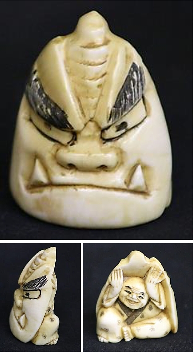 Japanese, Man and Mask (Netsuke), 19th-20th century, ivory. Gift of Kettering Medical Center Foundation, 2016.42