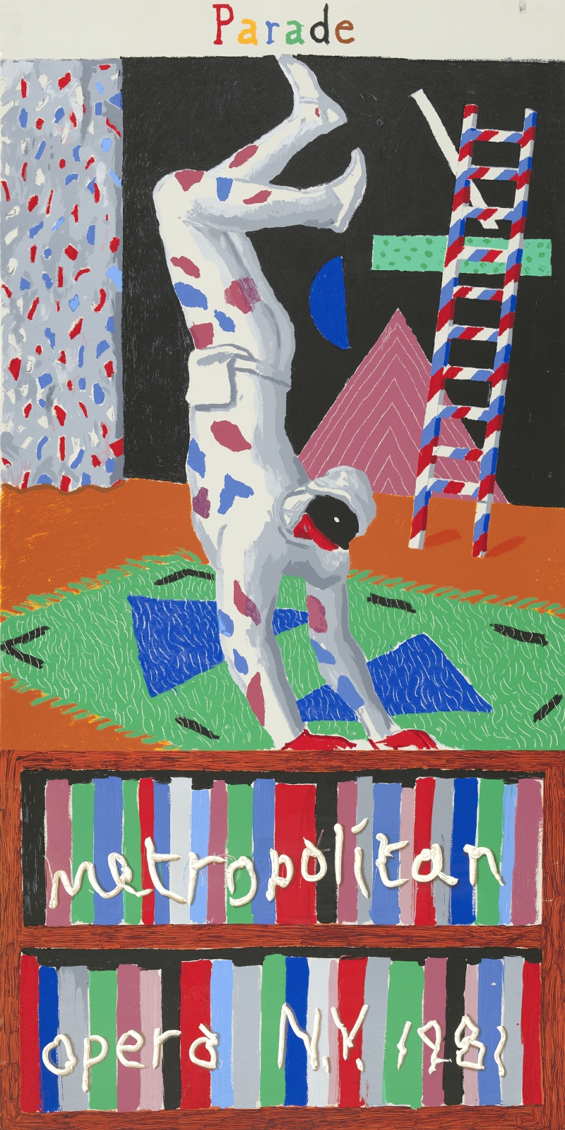 David Hockney (British, b. 1937), Parade, 1981, screenprint. Gift of the Friends of the McNay, McNay Art Museum, 1981.23