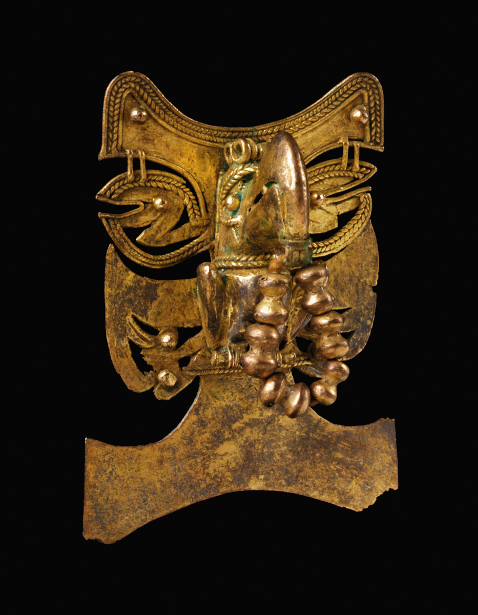 Tairona Culture, Columbia , Vulture Shaman Effigy Pendant with Necklace in Beak, about 1000-1500 CE