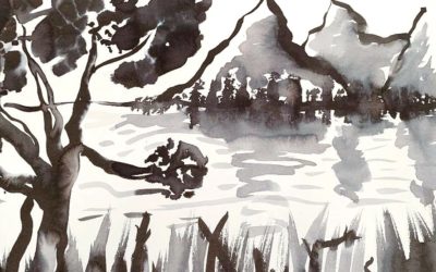 Ink Wash Painting: Abstract Landscape