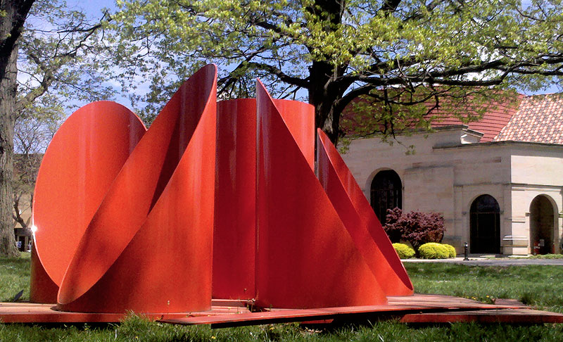 Shown is Alexander Liberman's sculpture Firmament, created in 1969-1970.