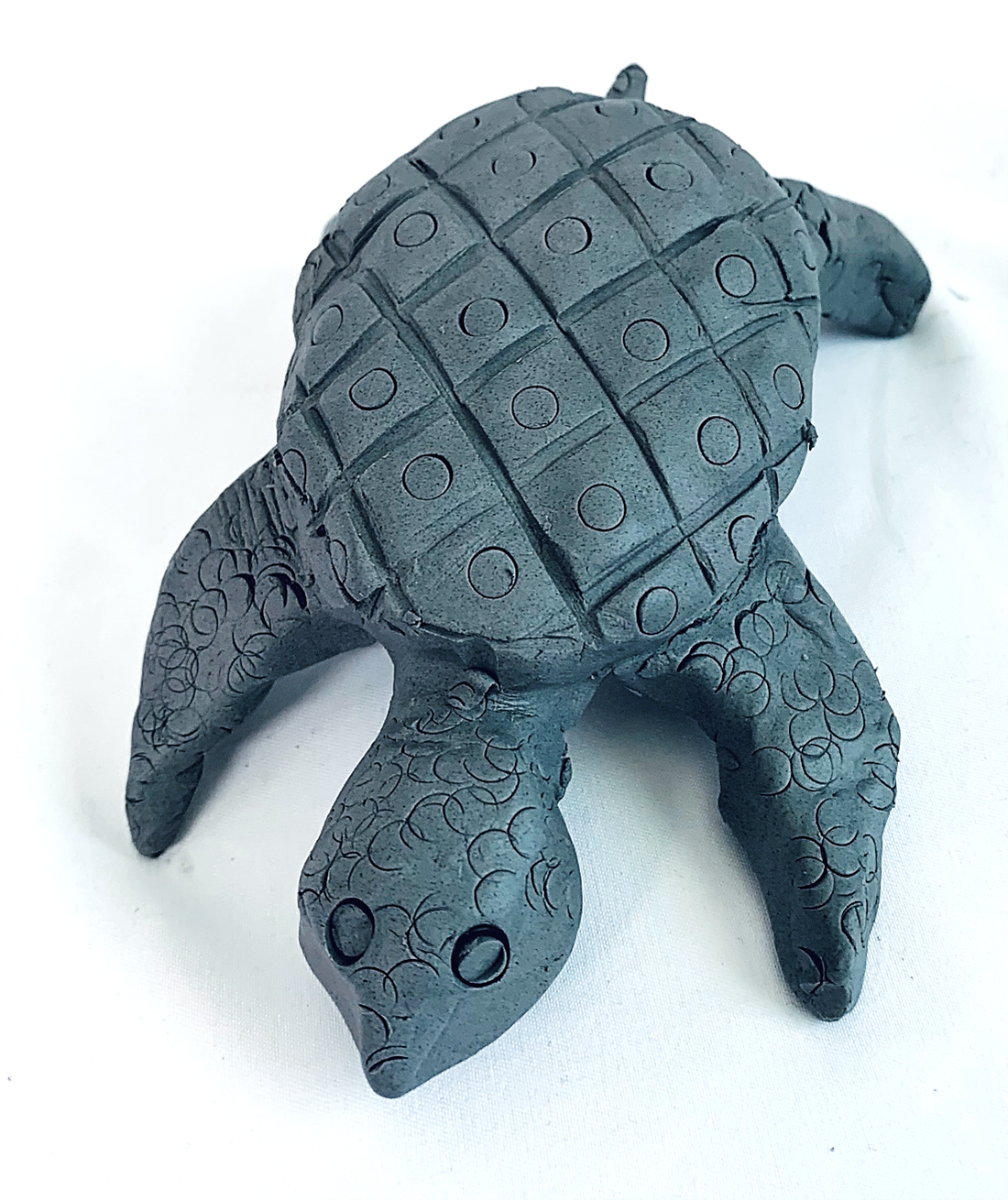 A completed clay turtle from this week's prject. 