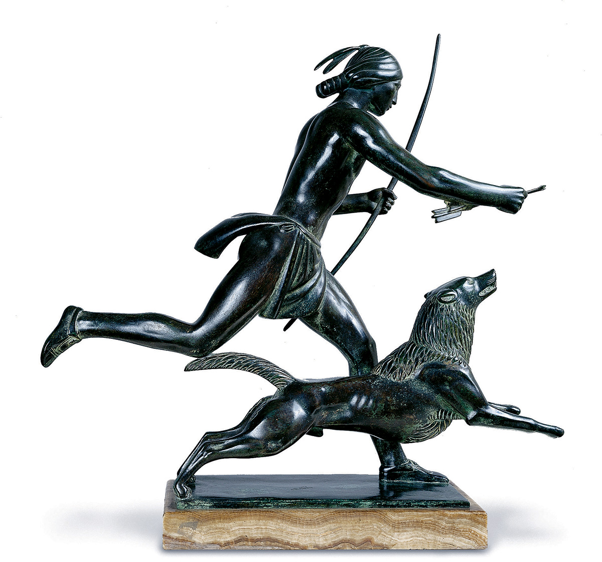 This image shows this month's featured artwork, Paul Manship's Native American Hunter and his Dog, created in 1926.