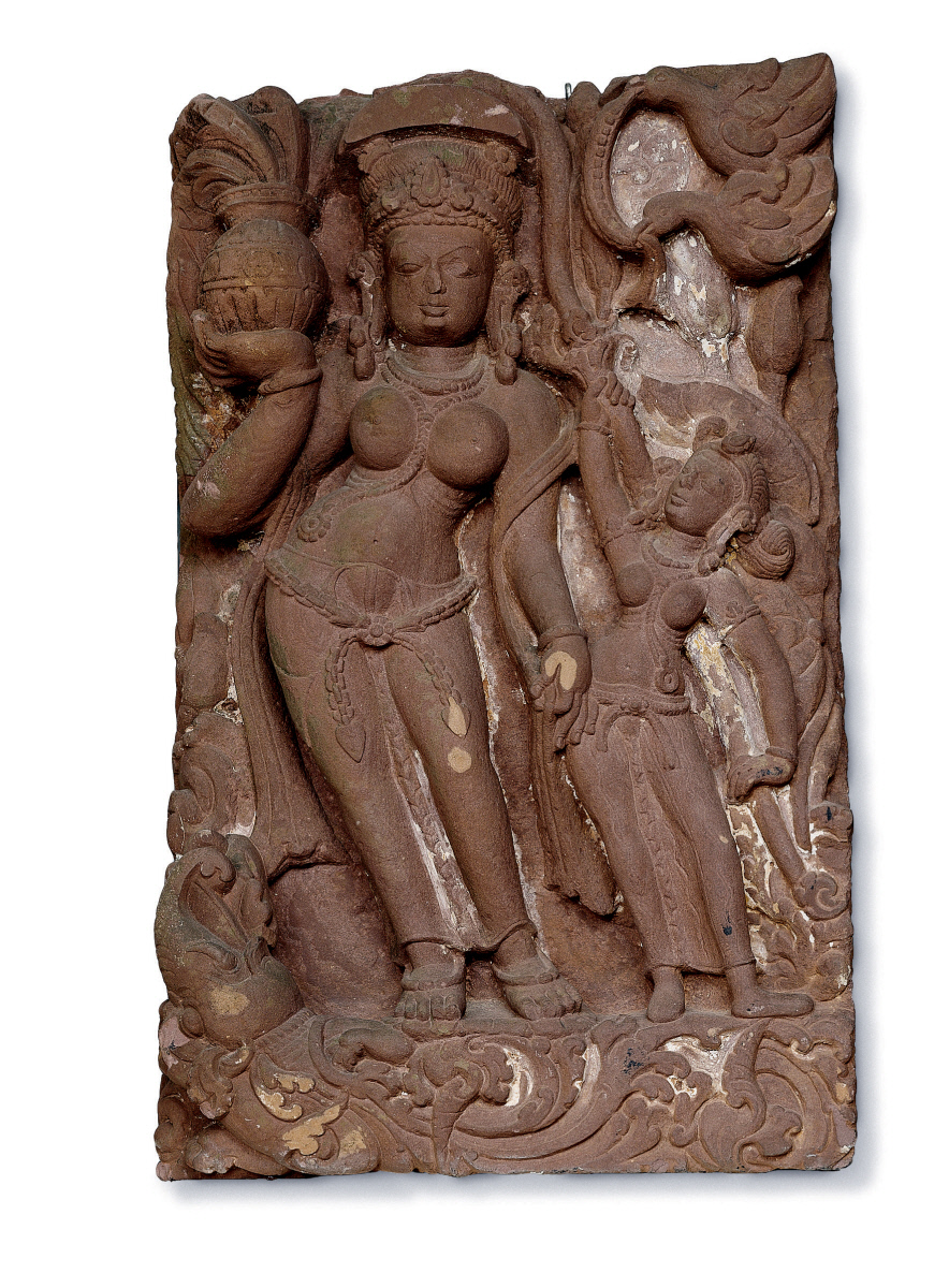 The featured artwork for this lesson is Ganga and Attendant, created by an unidentified Indian artist in the 9th century.