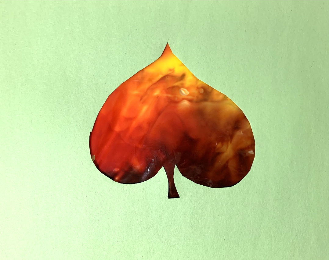 An example of the leaf smush painting that will be created in this Tiny Thursdays lesson.