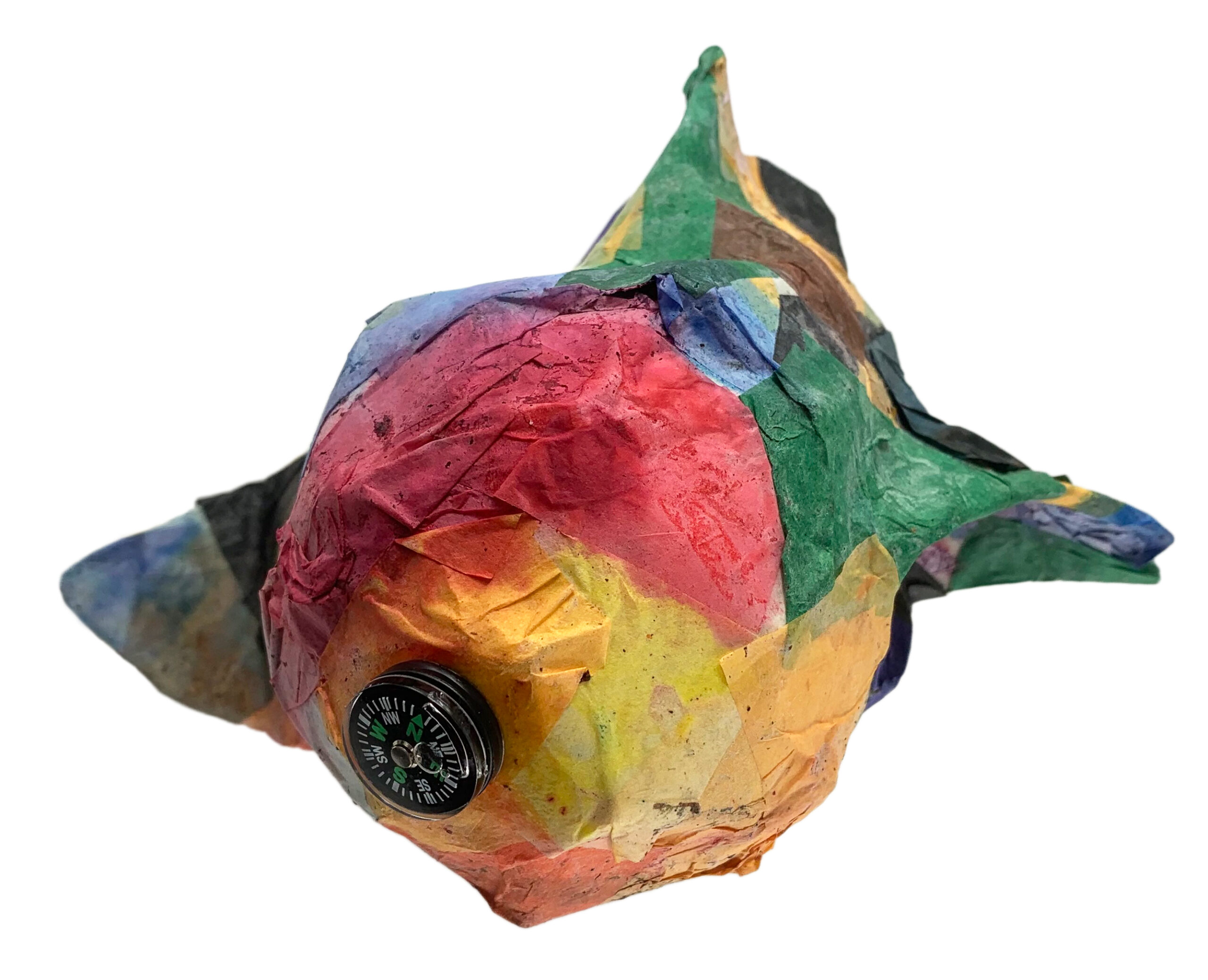 Pictured is an example of the Papier-Mâché Abstract Airplane you can make with this lesson.