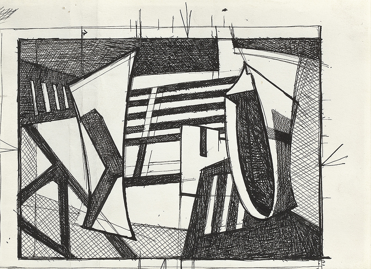 The featured artwork for this lesson is Ralston Crawford's Curtiss-Wright Aircraft Plant Study-Aircraft Factory, from about 1946.