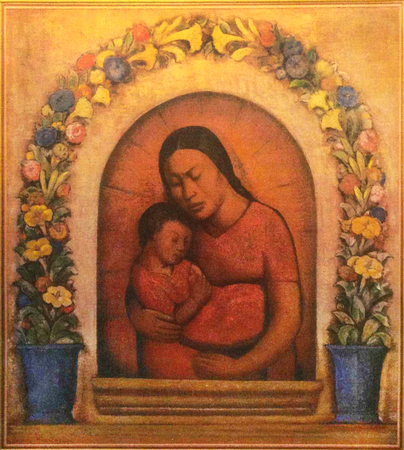 The image shows this week's featured artwork, The First Born, painted about 1930 by Mexican artist Alfredo Ramos Martínez.