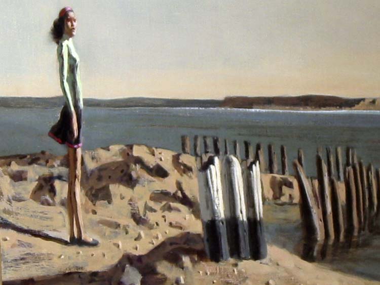 Shown is the November 2021 Object of the Month, the Hughie Lee-Smith painting, Woman in Green Sweater, from about 1957.