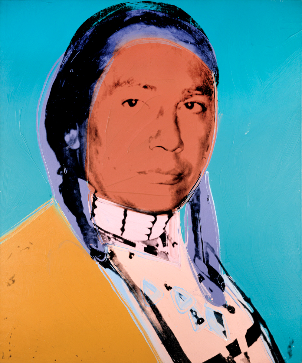 The featured artwork for this lesson is Andy Warhol's portrait of Russell Means, created in 1976. 