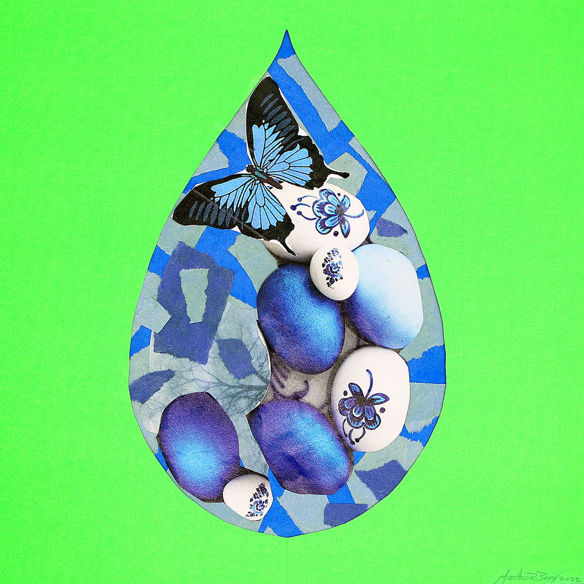 An example of the water droplet collage that will be created in this month's PNC Tiny Thursdays at Home lesson.