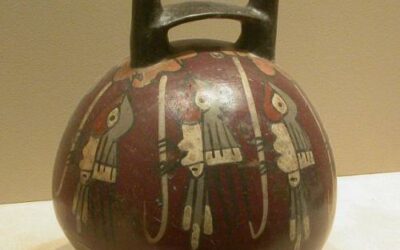 Double-Spouted Bottle with Hummingbirds Sipping Nectar